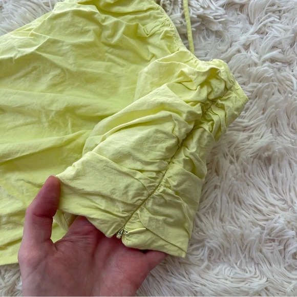 Zara one shoulder crop top cotton size zipper yellow cotton size XS - Picture 2 of 6